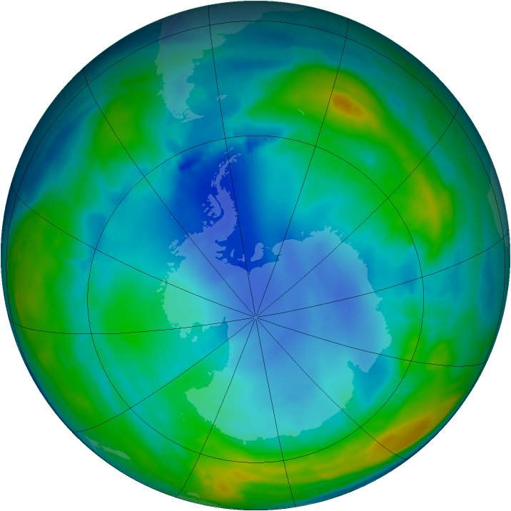 Antarctic ozone map for 02 August 2013
